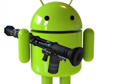Android with a rocket launcher