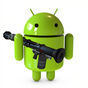 Android with a rocket launcher