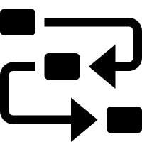 An icon symbolising data moving to different tables via ssis