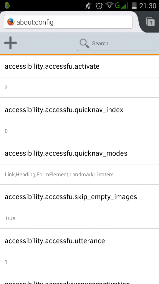 Image showing the about config page