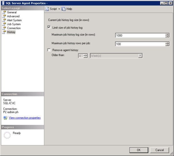 Picture showing SQL Server Agent Properties Window