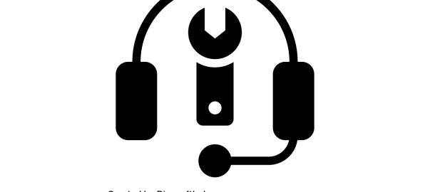 An icon of a headset with a spanner meaning sound settings